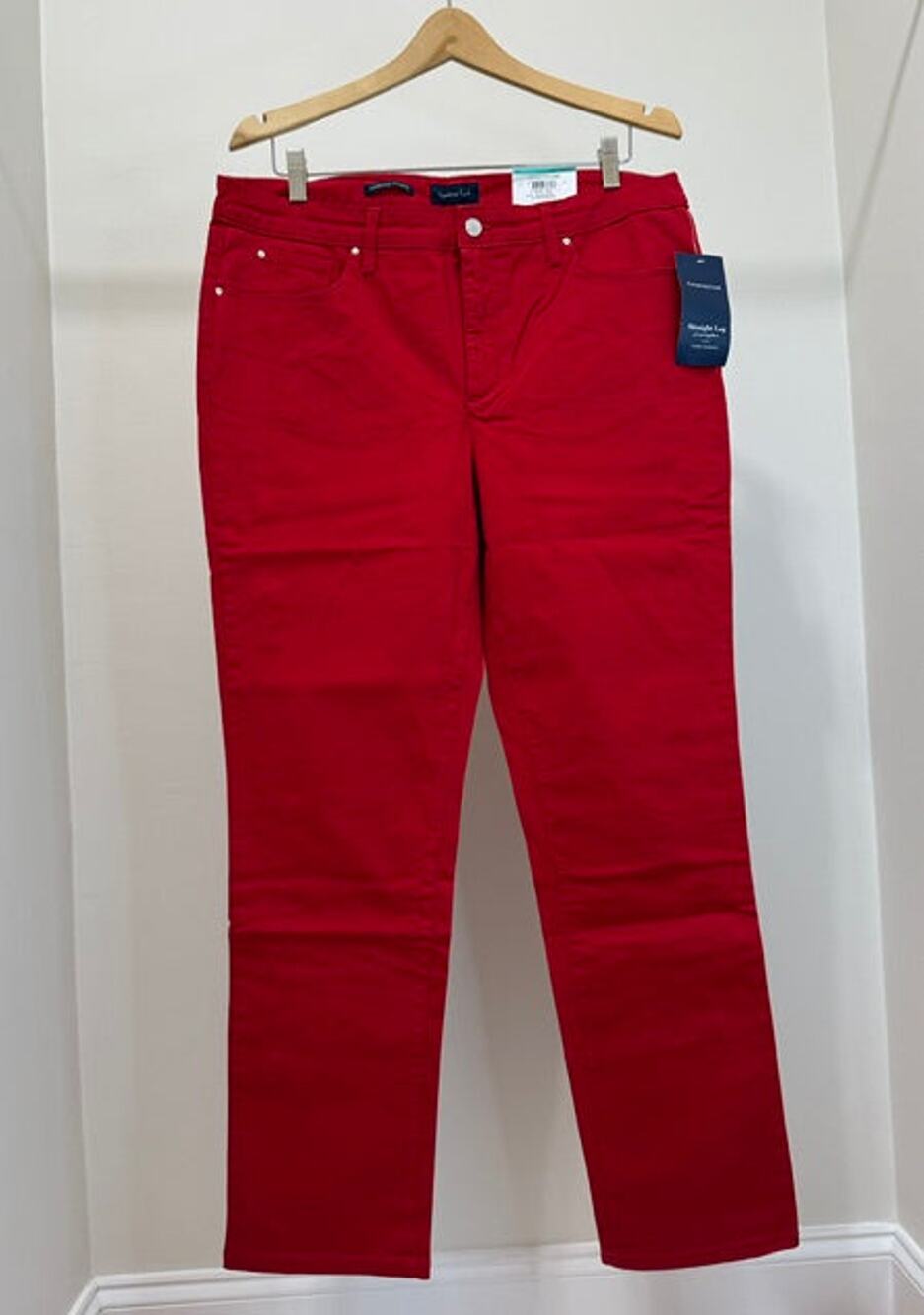 Charter Club Lexington Straight Ravishing Red Pant Sz16 NWT
